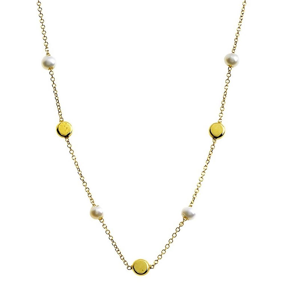 NECKLACE SENZIO Collection Yellow Gold K14 with Pearls 5MAN.0061C