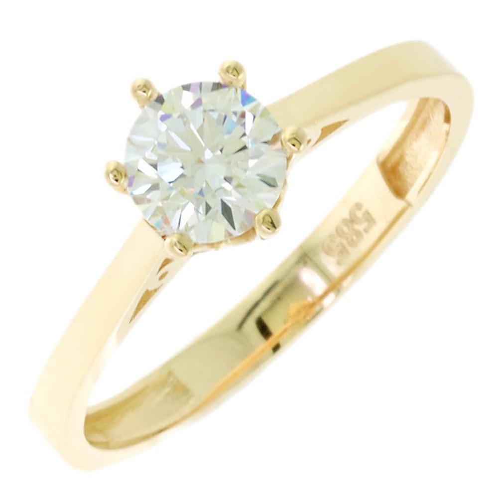 RING Single Stone SENZIO Yellow Gold K14 with Zircon Stones 5NI.130R