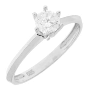 RING SENZIO Collection Single Stone White Gold K14 with Zircon Stones 5NI.308BR - 61034