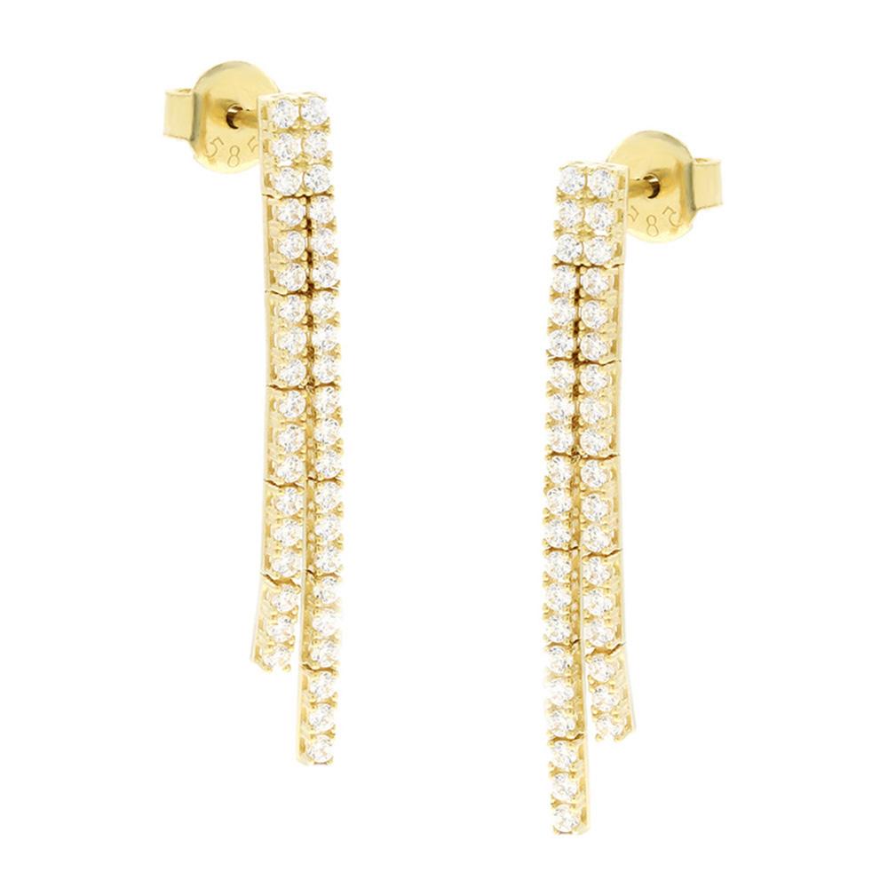 EARRINGS Dangle Full-Stone SENZIO K14 Yellow Gold with Zircon Stones 5NI.1003OR