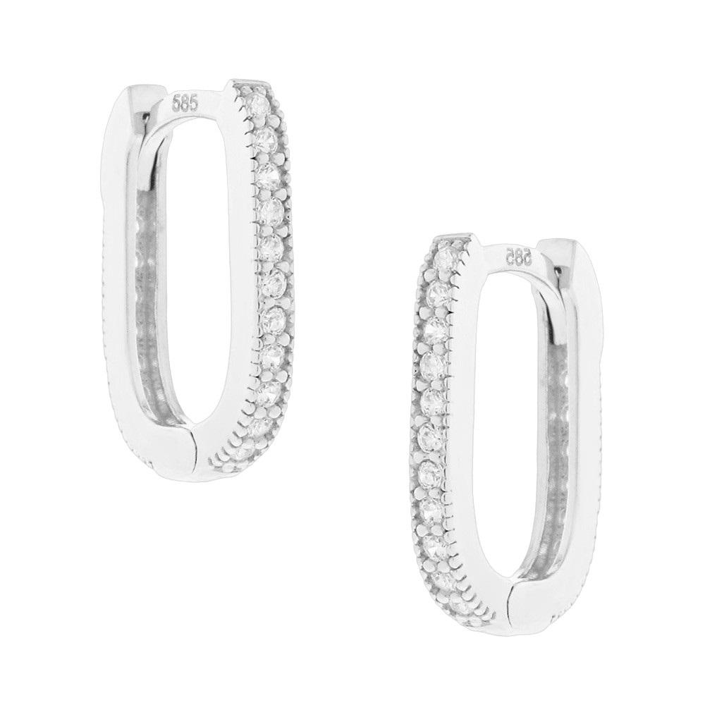 EARRINGS Hoops SENZIO Collection K14 White Gold with Zircon Stones 5NI.1580BOR