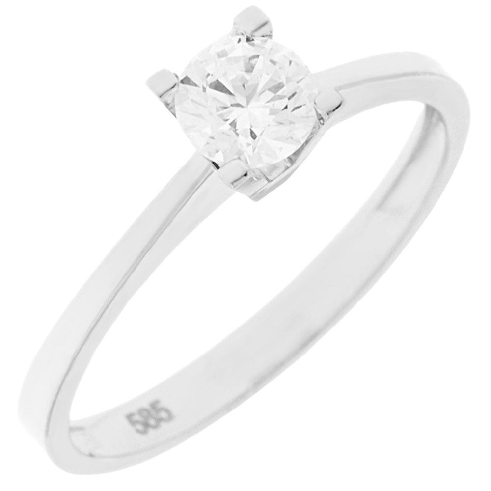 RING Single Stone SENZIO Collection White Gold K14 with Zircon Stones 5NI.221BR