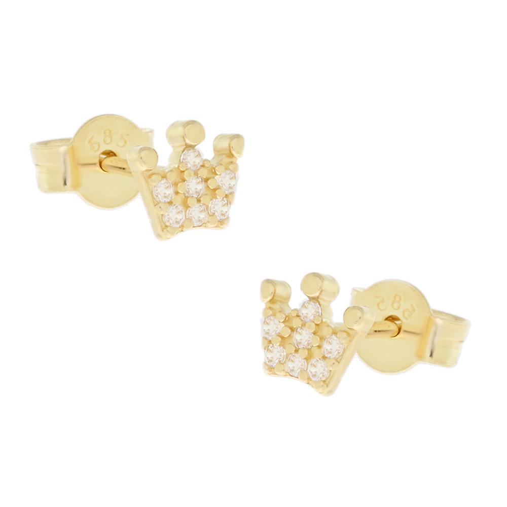 EARRINGS Crowns K14 Yellow Gold with Zircon Stones 5NI.351OR