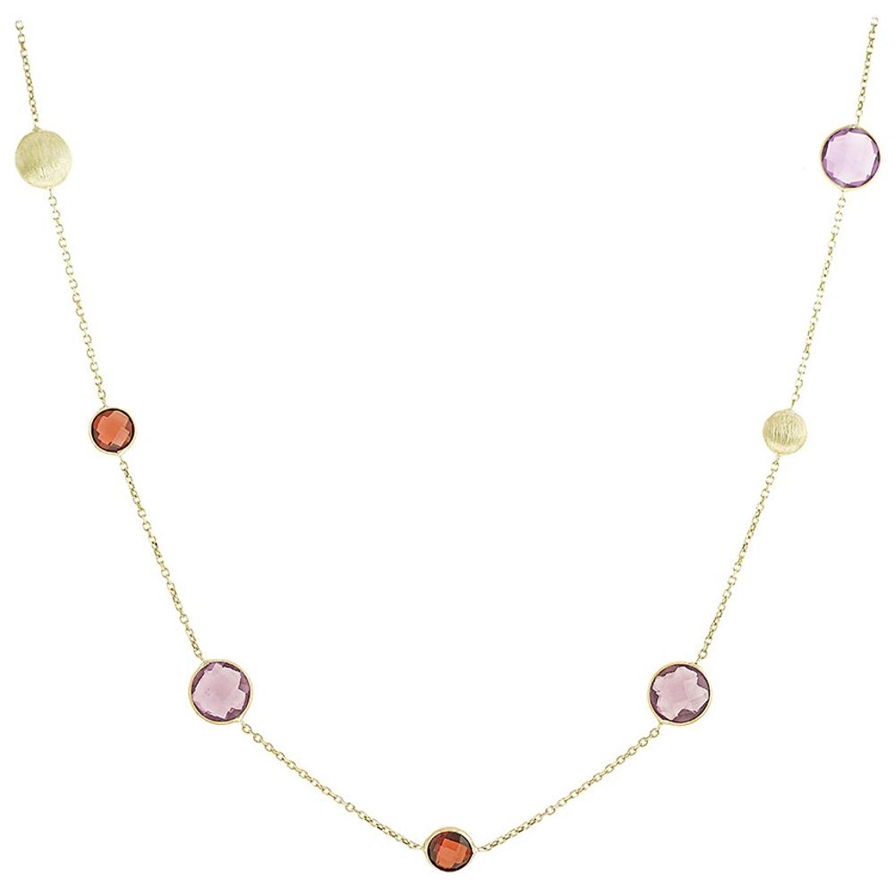 NECKLACE SENZIO Collection Yellow Gold K14 with Garnet and Amethyst 5PAR.266C