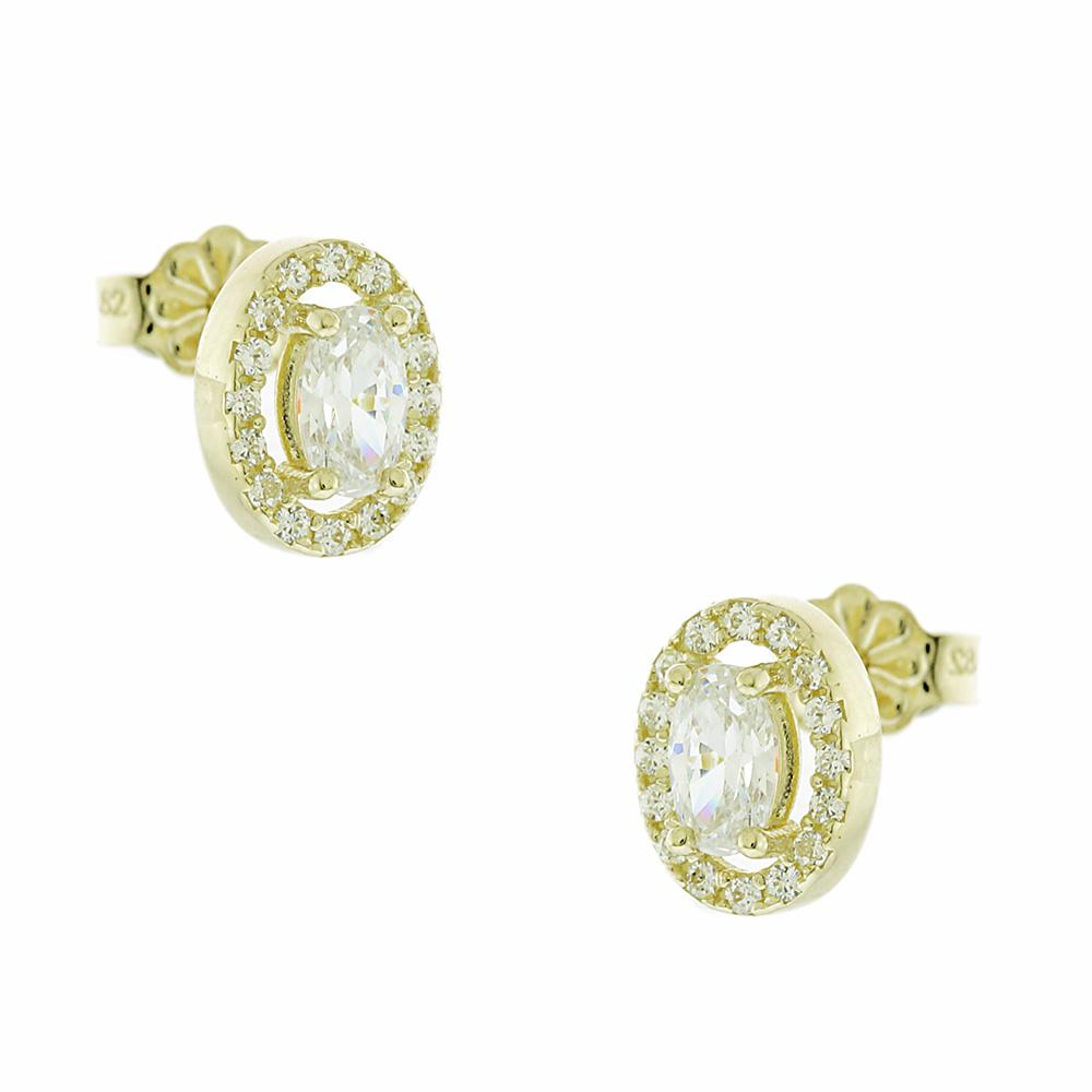 EARRINGS Rosette with Zircon in K14 Yellow Gold 5PE.01.325OR