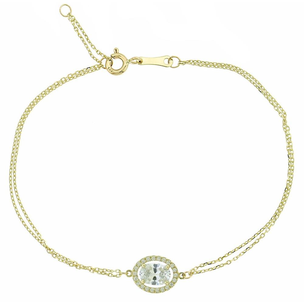 BRACELET Rosette Yellow Gold 14K with Zircon Stones 5PE.276B