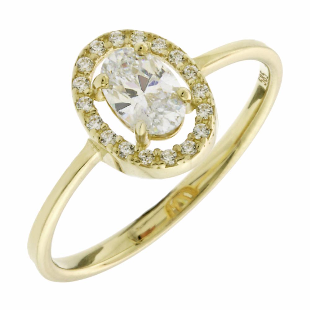 RING Rosette with Zircon in 14K Yellow Gold 5PE.276R