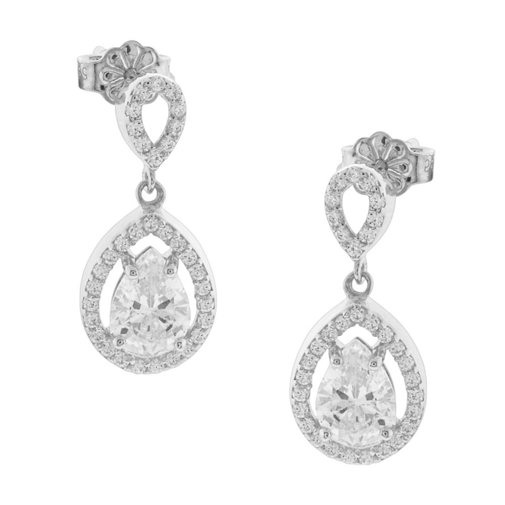 EARRINGS Rosette SENZIO Collection White Gold K14 with Zircon Stones 5PE.277BOR