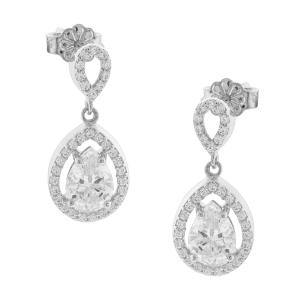 EARRINGS Rosette SENZIO Collection White Gold K14 with Zircon Stones 5PE.277BOR - 50651