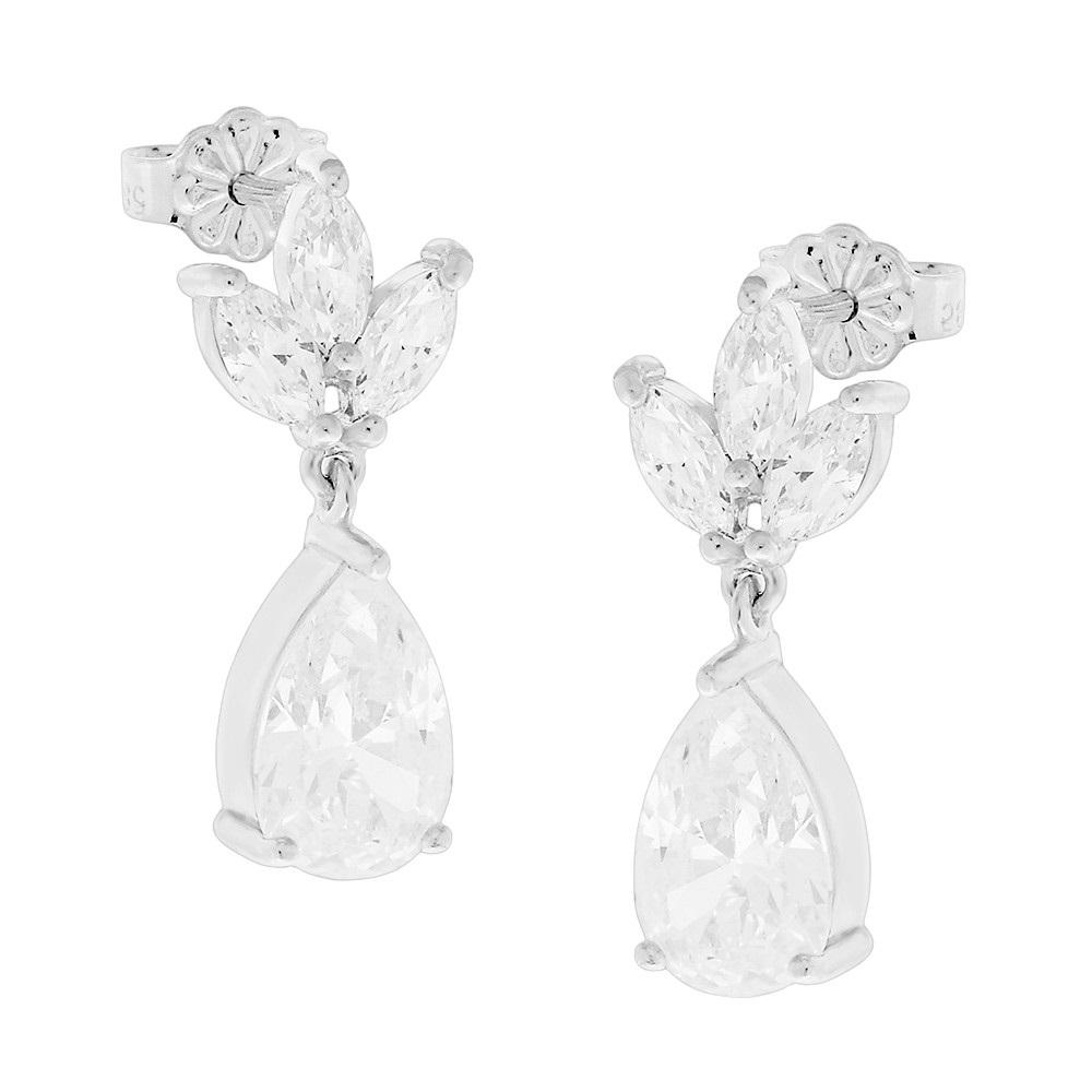 EARRINGS Dangle SENZIO Collection White Gold K14 with Zircon Stones 5PE.359BOR