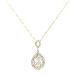 NECKLACE Halo SENZIO Collection K14 Yellow Gold with Zircon Stones 5PE.3611C - 55653