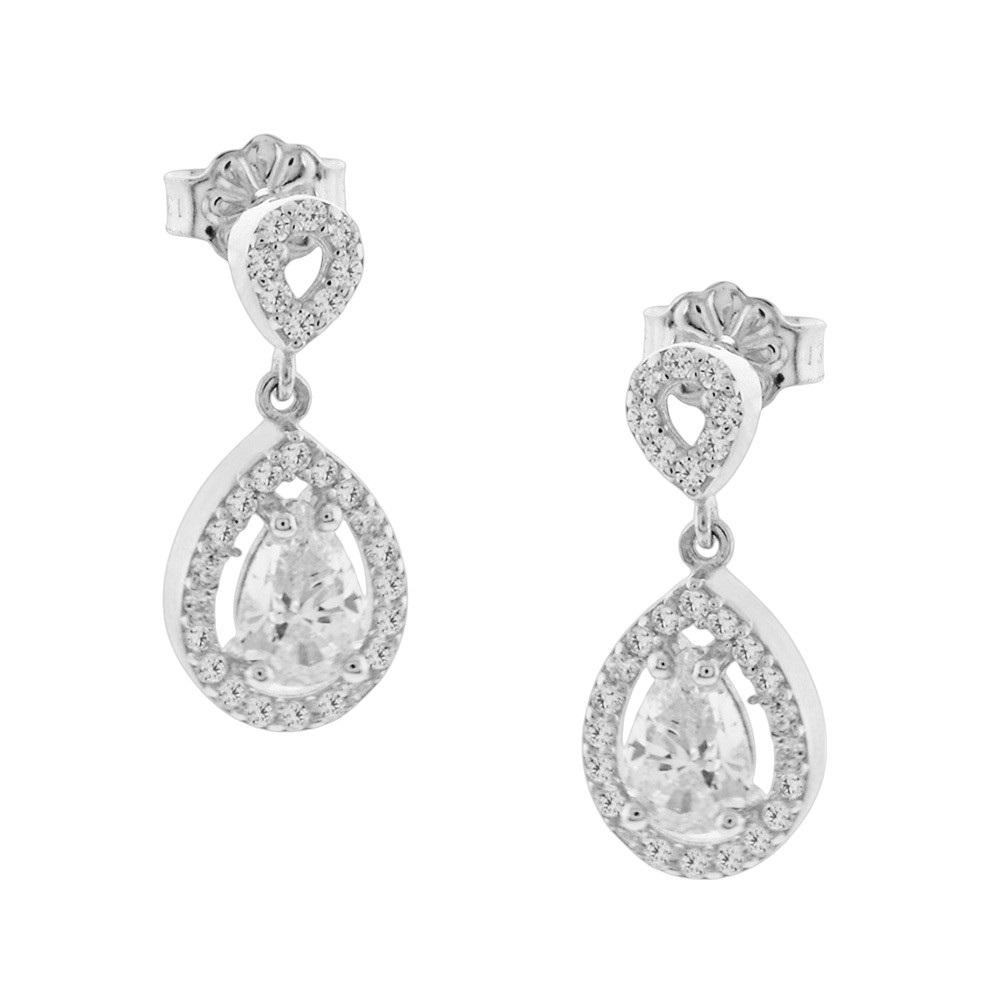 EARRINGS Rosette SENZIO Collection White Gold K14 with Zircon Stones 5PE.278BOR