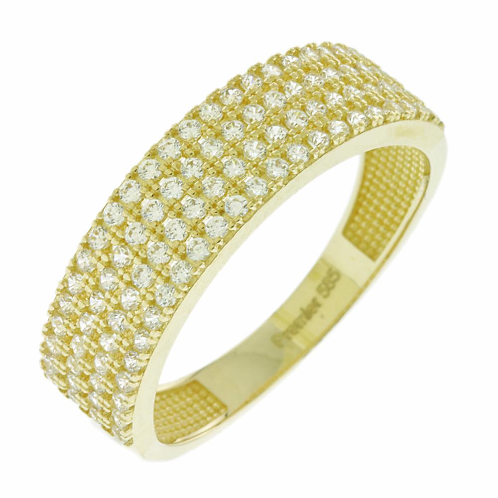 RING Row Yellow Gold 14K with Zircon Stones 5PRE.30008R