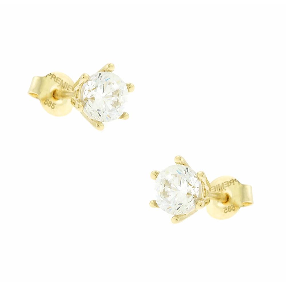 EARRINGS Single Stone K14 Yellow Gold with Zircon Stones 5PRE.31816OR