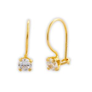 EARRINGS Dangling Yellow Gold K14 with White Zircon Stones 5RAZ.003OR.W - 48500