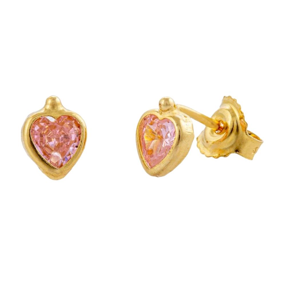 EARRINGS Hearts SENZIO Yellow Gold K9 with Pink Zircon Stones 5RAZ.006OR.P