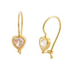 EARRINGS Dangling Hearts Yellow Gold K14 with White Zircon Stones 5RAZ.009OR.W - 48460