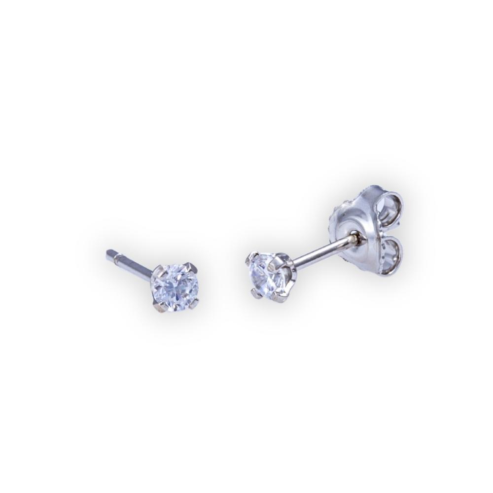 EARRINGS Single Stone K14 White Gold with Zircon Stones 5RAZ.010BOR.W