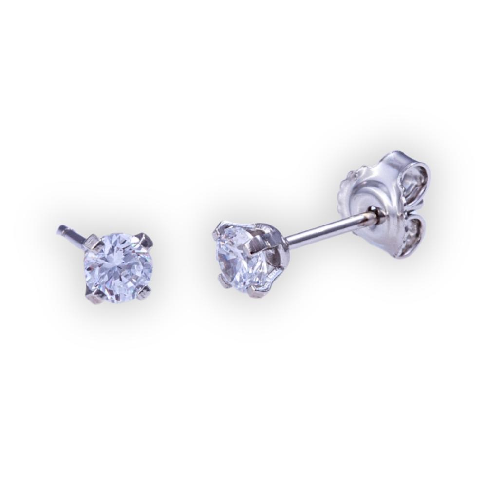 EARRINGS Single Stone K14 White Gold with Zircon Stones 5RAZ.011BOR.W