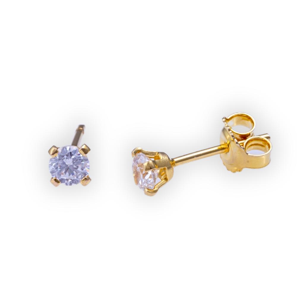 EARRINGS Single Stone K14 Yellow Gold with Zircon Stones 5RAZ.011OR.W