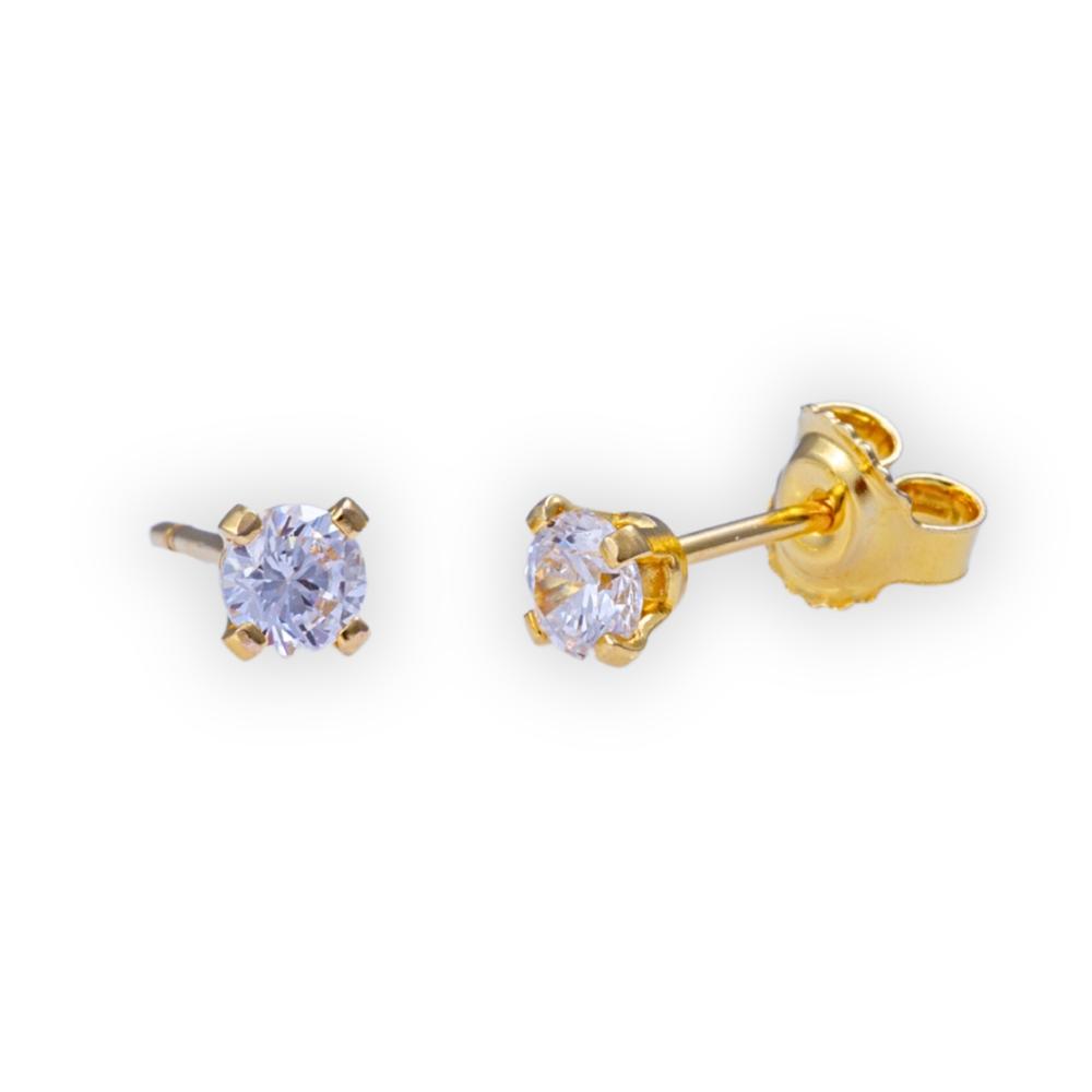 EARRINGS Single Stone K14 Yellow Gold with Zircon Stones 5RAZ.011OR.W