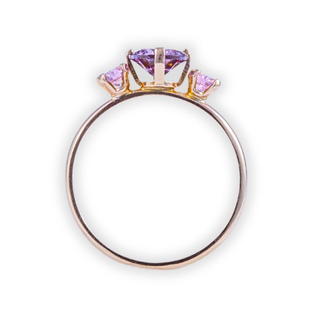 RING Full Stones SENZIO Yellow Gold K14 with Purple and Pink Zircon Stones 5RAZ.012R.LP