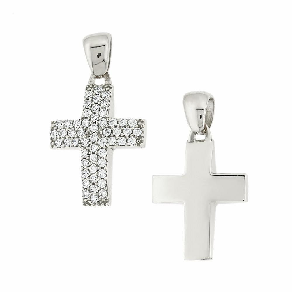 CROSS Double Sided from White Gold 14K with Zircon 5XA.B305BCR