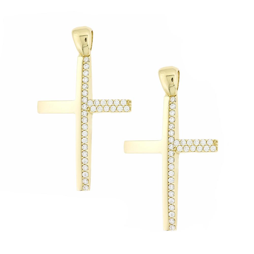 CROSS Double Sided SENZIO Collection K14 Yellow Gold with Zircon Stones 5XA.B313CR