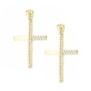 CROSS Double Sided SENZIO Collection K14 Yellow Gold with Zircon Stones 5XA.B313CR - 33207