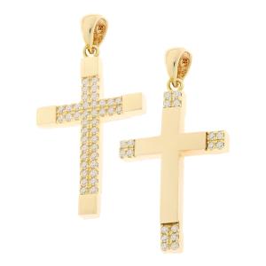 CROSS Women's Double Sided SENZIO Collection K14 Yellow Gold with Zircon Stones 5XA.D278CR - 56321