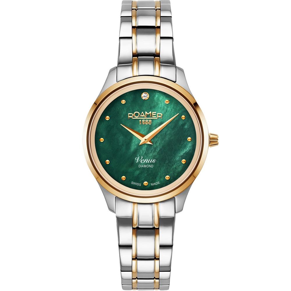 ROAMER Venus Green Pearl Dial with Diamond 30mm Two Tone Gold Stainless Steel Bracelet 601857-47-59-20