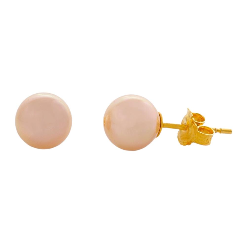 EARRINGS Single Stone in 14K Yellow Gold with Pink Pearls 6491-3