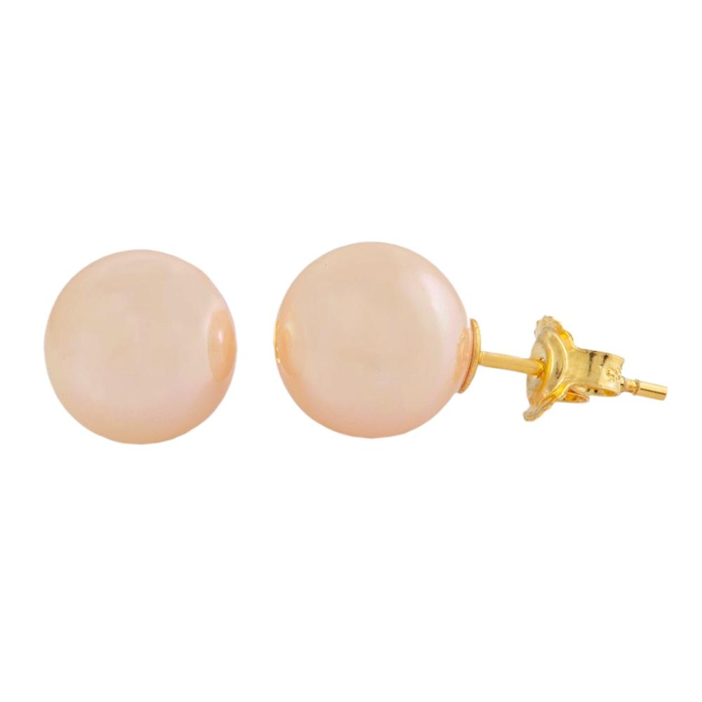 EARRINGS Single Stone in 14K Yellow Gold with Pink Pearls 6491-5