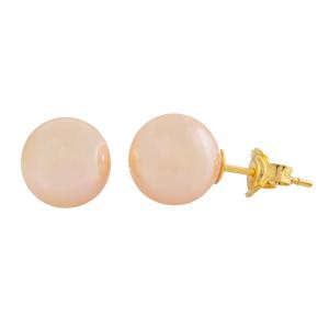 EARRINGS Single Stone in 14K Yellow Gold with Pink Pearls 6491-5 - 24209