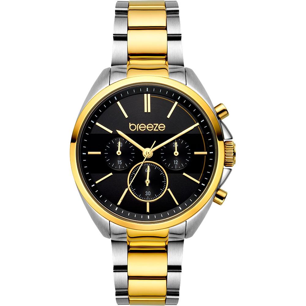 BREEZE Glow Raider Chronograph 40mm Two-Tone Silver & Gold Stainless Steel Bracelet 712031.7