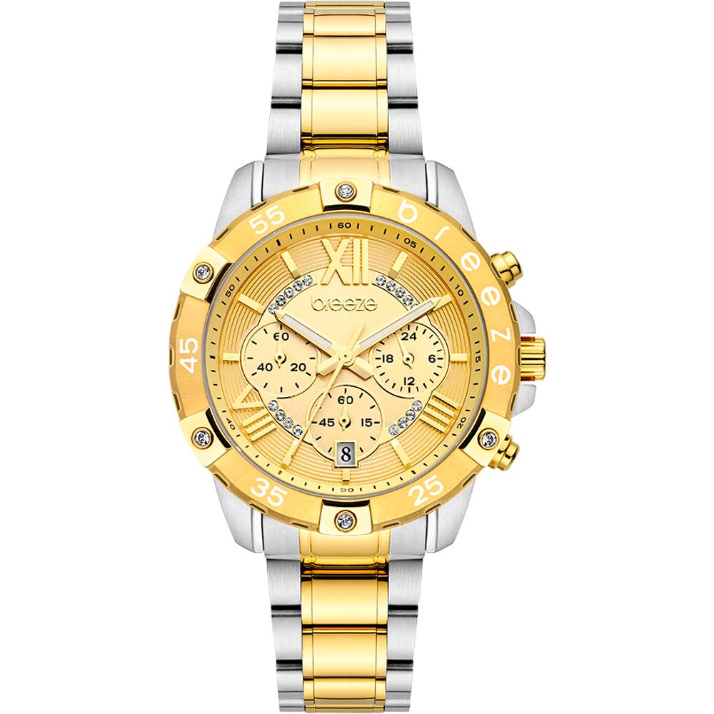 BREEZE Spectacolo Swarovski Chronograph Gold 38mm Two Tone Gold Stainless Steel Bracelet 712441.2