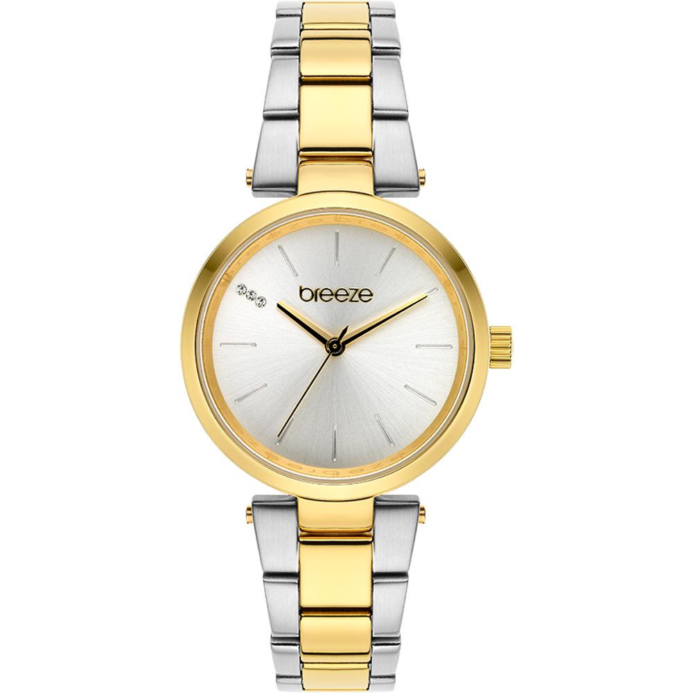 BREEZE Perfect10 Swarovski Silver Dial 32mm Two Tone Gold Stainless Steel Bracelet 712491.1