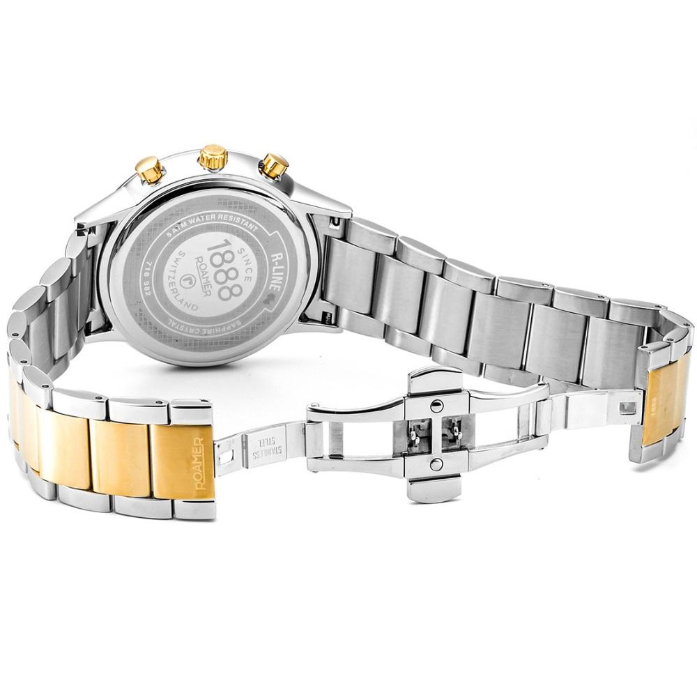 ROAMER R-Line Multifunction Silver 43mm Two Tone Gold Stainless Steel Bracelet 718982-48-15-70 - 4