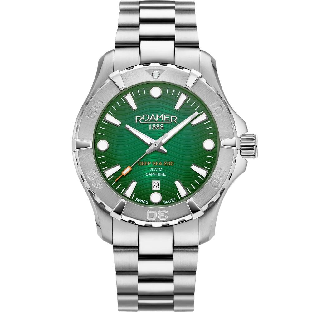 ROAMER Deep Sea 200 Green Dial 43mm Silver Stainless Steel Bracelet 860833-41-75-71