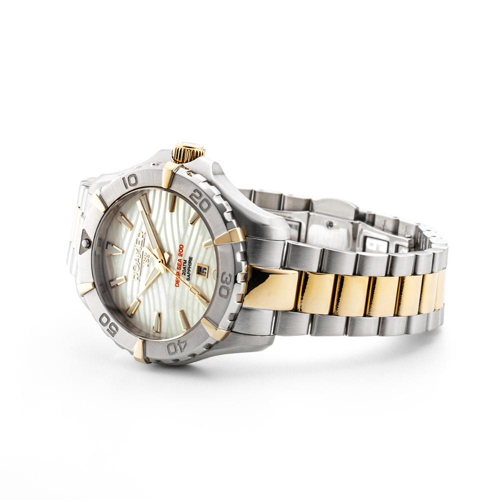 ROAMER Deep Sea 200 Ladies White Pearl Dial 34mm Two Tone Gold Stainless Steel Bracelet 860844-47-20-20