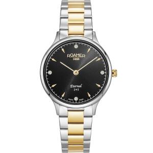 ROAMER Eternal Black Dial With Diamonds 30mm Two Tone Gold Stainless Steel Bracelet 863857-47-55-50 - 49446