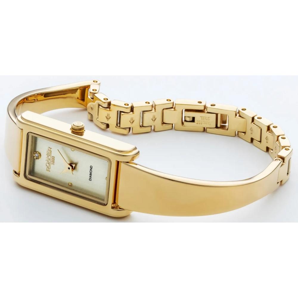 ROAMER Elegance Diamond Gold Dial 17 x 32mm Gold Stainless Steel Bracelet 866845-48-35-20