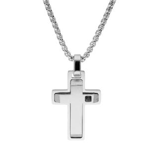 CROSS with Chain Men's LISKA Montecarlo from Silver Stainless Steel with Zircon Stones 86CD326 - 55144