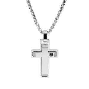 CROSS with Chain LISKA Montecarlo from Silver Stainless Steel with Zircon Stones 86CD326 - 55144