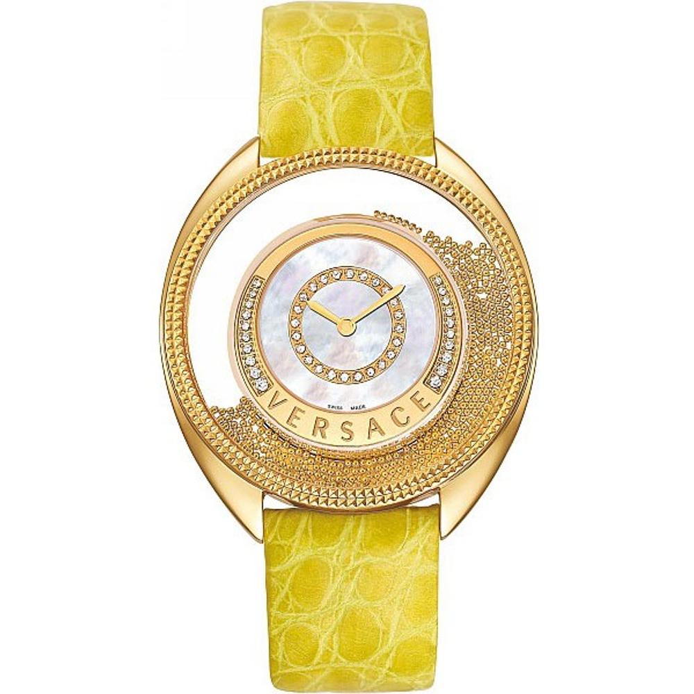 VERSACE Destiny Diamonds 39mm Gold Stainless Steel Yellow Leather Strap 86Q71SD498S585