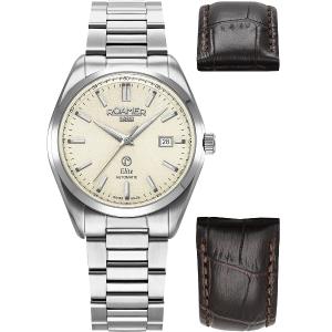 ROAMER Elite Automatic Beige Dial 42mm Silver Stainless Steel Bracelet Box Set with Brown Leather Strap 970983-41-05-20 - 60469