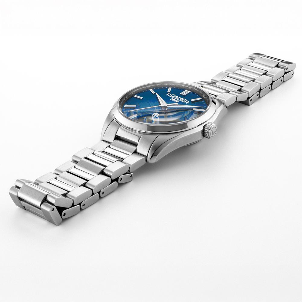 ROAMER Elite Automatic Blue Dial 42mm Silver Stainless Steel Bracelet Box Set with Black Leather Strap 970983-41-45-20 - 6
