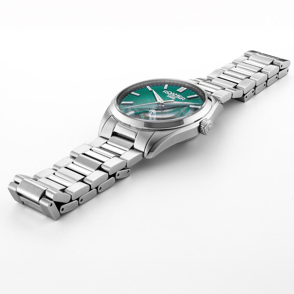 ROAMER Elite Automatic Green Dial 42mm Silver Stainless Steel Bracelet Box Set with Black Leather Strap 970983-41-75-20 - 6