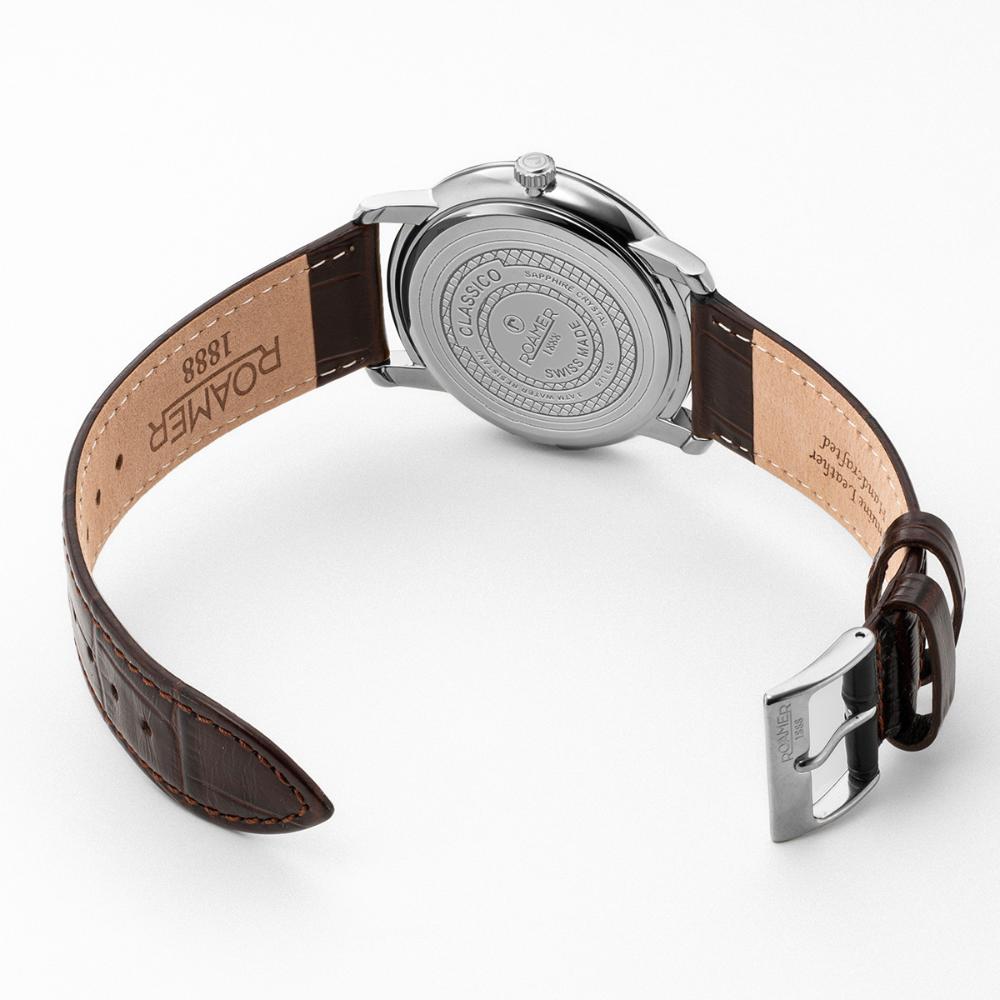 ROAMER Classico Gents Green Dial 40mm Silver Stainless Steel Brown Leather Strap 971856-41-75-05