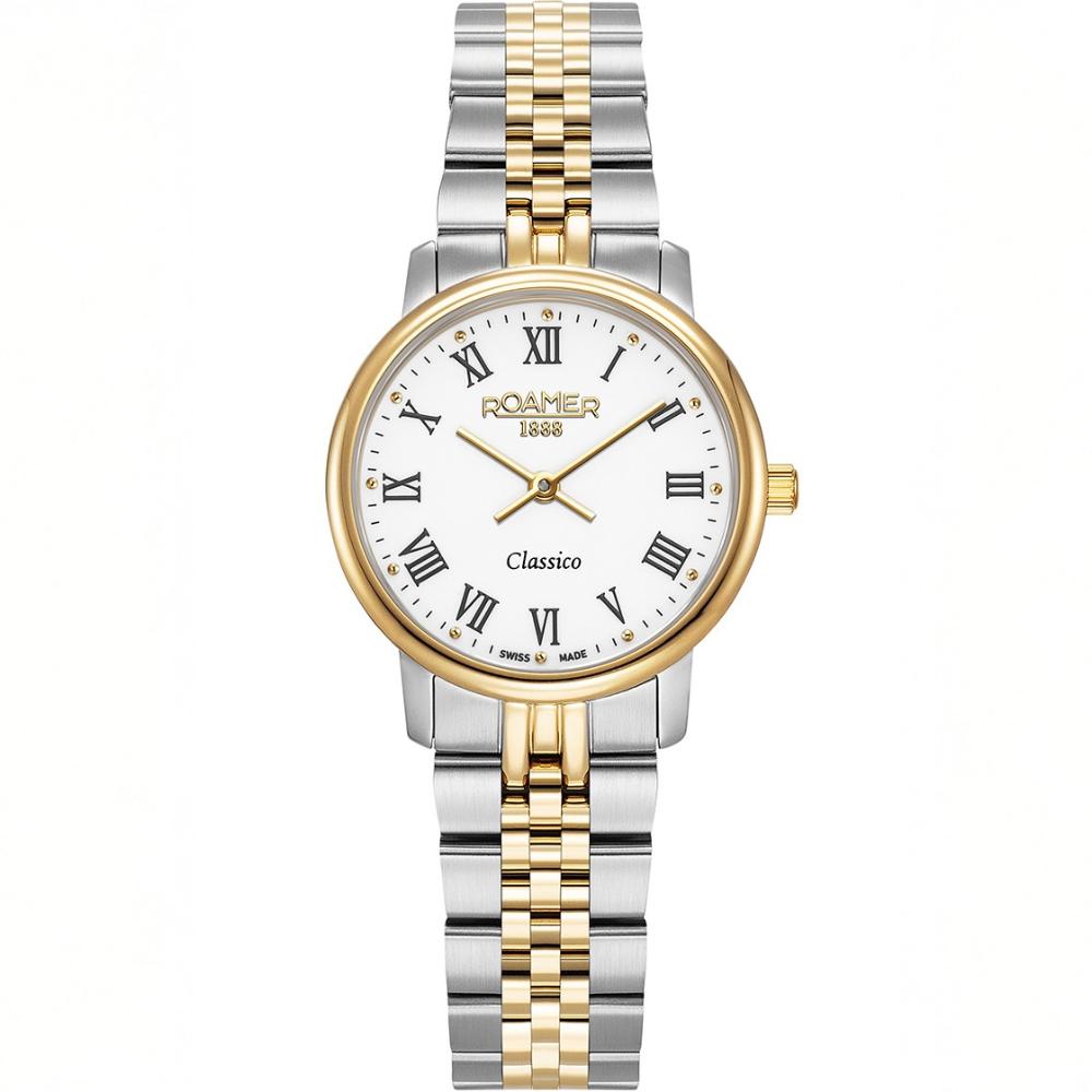 ROAMER Classico Ladies White Dial 30mm Two Tone Gold Stainless Steel Bracelet 971857-48-25-50